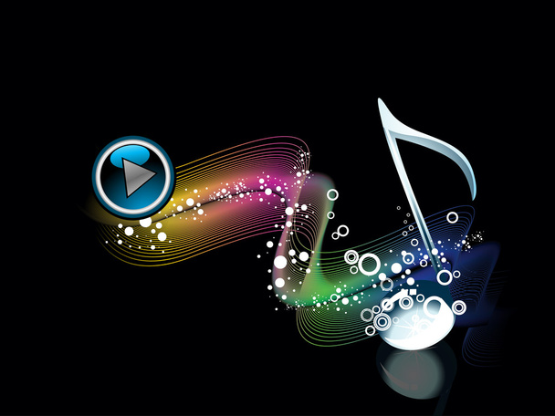 абстрактный фон с музыкальной нотой, кнопка
 - Вектор,изображение