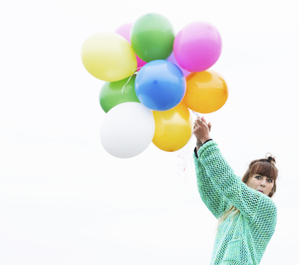 girl with balloons - Fotoğraf, Görsel