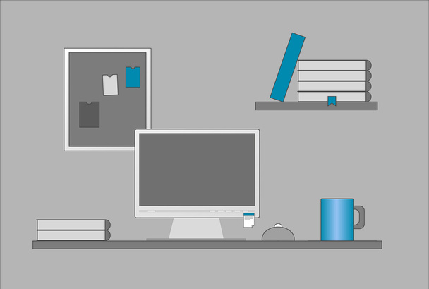 flache Designvektorillustration der modernen Büroeinrichtung - Vektor, Bild