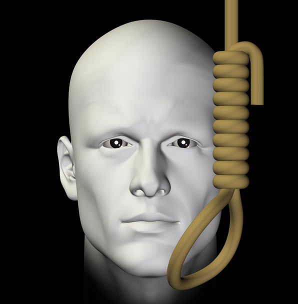 suïcidale man en opknoping strop 3d illustratie - Foto, afbeelding