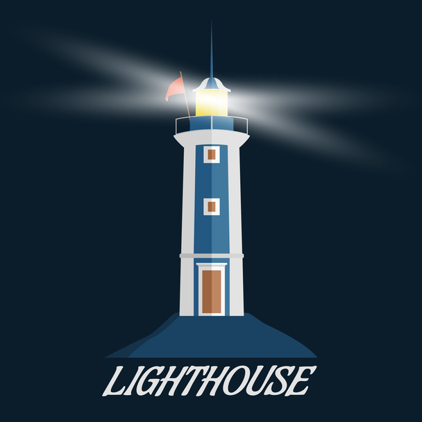 Leuchtturm-Symbol. flache Designvektorillustration auf dunklem Hintergrund. - Vektor, Bild