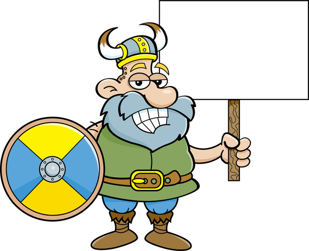 Viking που κρατάει μια πινακίδα - Διάνυσμα, εικόνα