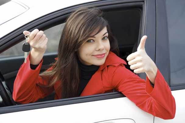 Beautiful young happy woman with car keys - Photo, Image