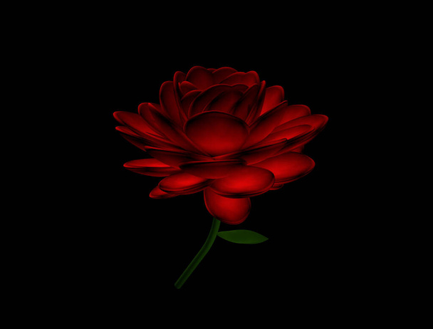 3D Dark Rose Image, Krásná růže Ilustrace 3D na černém pozadí - Fotografie, Obrázek