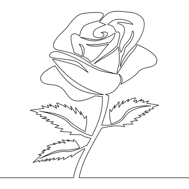 Continuous one single line drawing Rose flower icon vector illustration concept - Vecteur, image