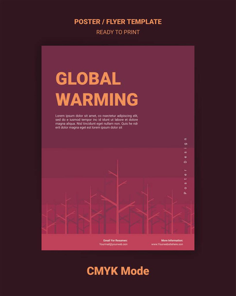 Šablona plakátu ekologie. Ekologické katastrofy jako dopad globální změny klimatu. - Vektor, obrázek