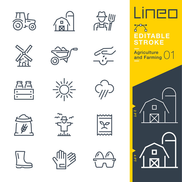 Lineo Editable Stroke - Ikony čar zemědělství a zemědělství - Vektor, obrázek