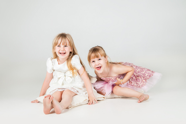 Two Little fashion girls in beautiful dress - Zdjęcie, obraz