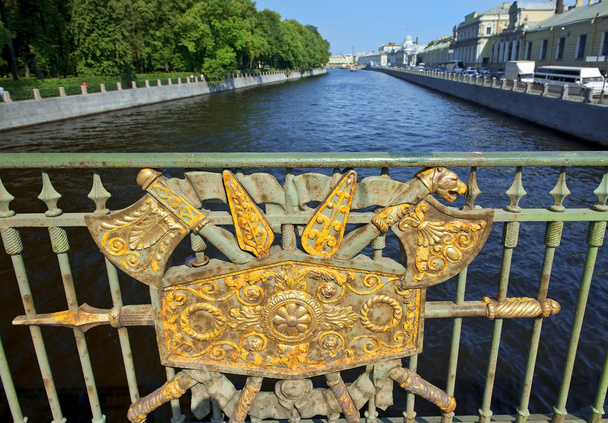 Ogrodzenia dekoracyjne Panteleymonovsky most, rzeki Fontanka, St Petersburg - Zdjęcie, obraz