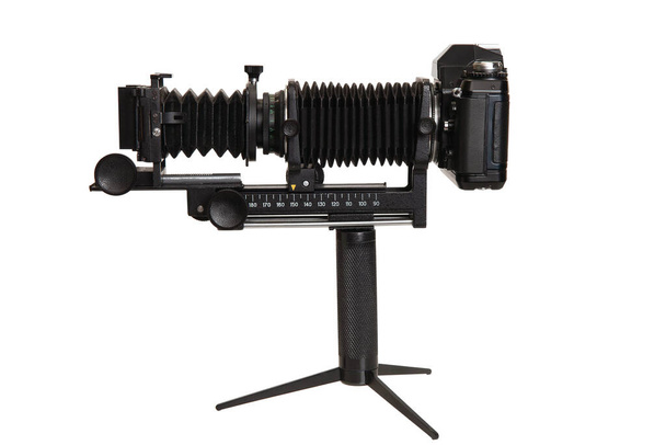 Installation for reproducing slides on a desktop tripod isolated on a white background - Photo, Image
