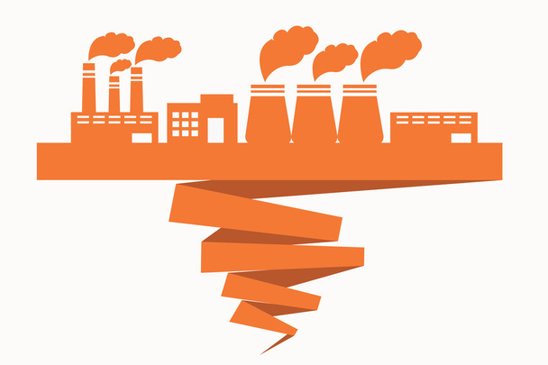 Bouw van fabrieken op het lint verwennen ecologie - Vector, afbeelding
