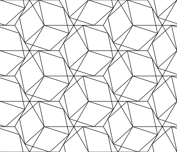 Patrón geométrico sin costura en blanco y negro con línea y hexágono
 - Vector, Imagen