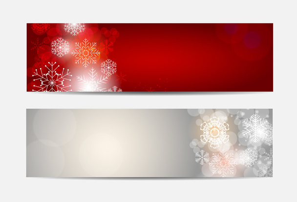 Christmas Snowflakes Website Banner and Card Background Vector I - Wektor, obraz