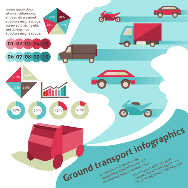 Έδαφος infographics μεταφορών - Διάνυσμα, εικόνα