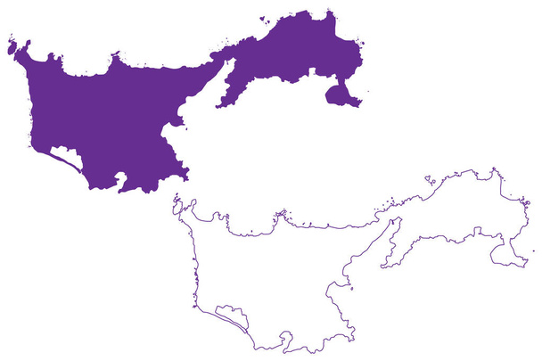 Omi-jima sziget (Japán, Kelet-Ázsia, Japán szigetvilág) térkép vektor illusztráció, firka vázlat Omijima térkép - Vektor, kép