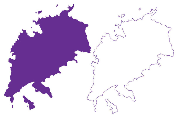 Shishi-jima sziget (Japán, Kelet-Ázsia, Japán szigetvilág) térkép vektor illusztráció, firka vázlat Shishijima térkép - Vektor, kép