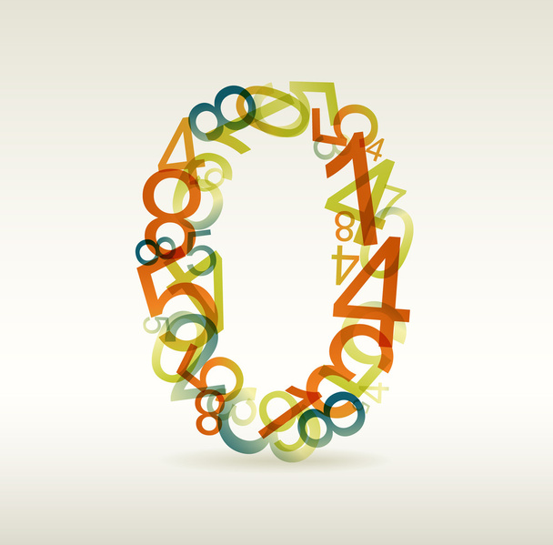 Number zero made from colorful numbers - Vector, Image