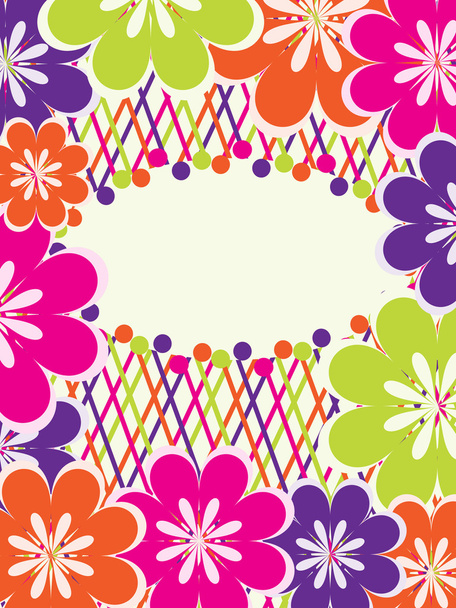 Greeting card with flowers - Vector, afbeelding