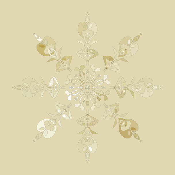 Golden floral baroque element on a beige background. EPS10 Illustration. - Vector, imagen