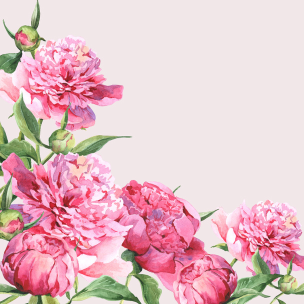 Tarjeta de felicitación vintage rosa acuarela peonías
 - Foto, imagen