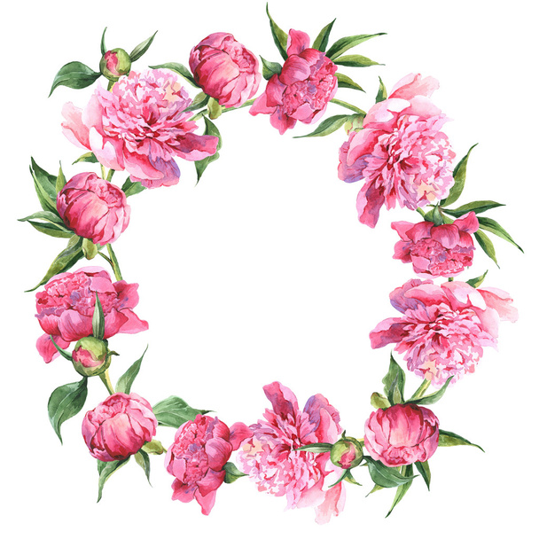 Tarjeta de felicitación vintage rosa acuarela peonías
 - Foto, imagen