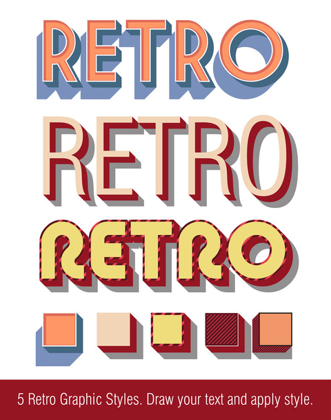 Retro Text Graphic Styles - Vector, afbeelding