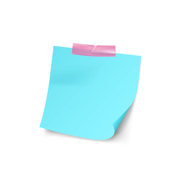 Sticky note realistic. Colored sticker with sticky tape, notebook sheet and memo - Vektor, obrázek