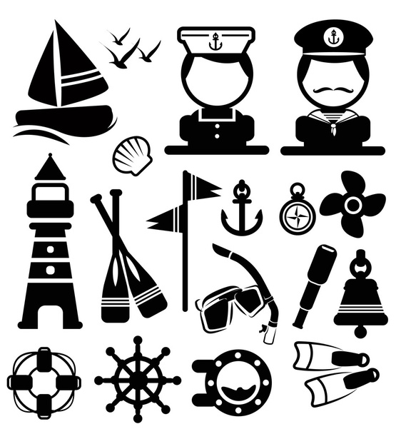 Nautical icons set vector - Vector, Image