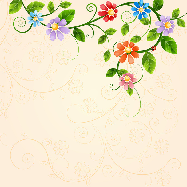 Floral illustration with colorful flowers. - Vektori, kuva