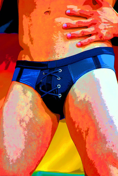 Мужчина поскользнулся Ретро-знак поп-арта иконка фона с цветовыми пятнами - Фото, изображение