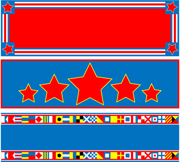 Eps8 διάνυσμα 3 κόκκινα, άσπρα και μπλε κεφαλίδες με αντίγραφο χώρου και ναυτικές σημαίες. - Διάνυσμα, εικόνα