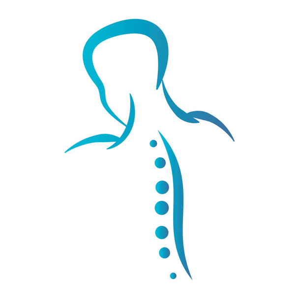 Chiropraktik Logo Design Vector Illustration. Logo des menschlichen Rückenschmerzes. Logo zur Wirbelsäulenpflege. - Vektor, Bild