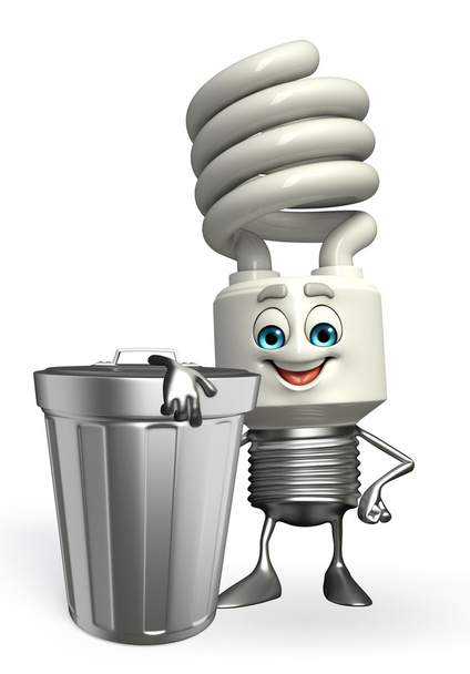CFL Character with dustbin - Zdjęcie, obraz
