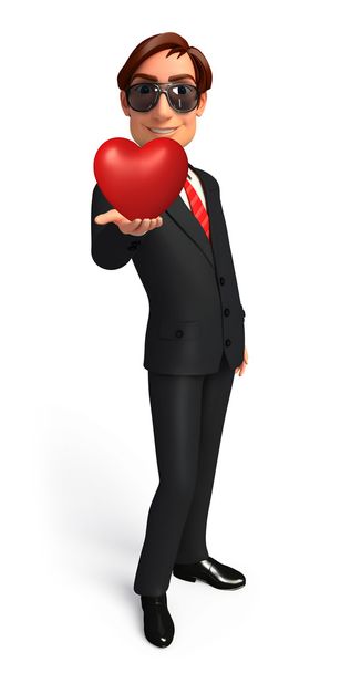Young Business Man with heart  - Foto, Imagem