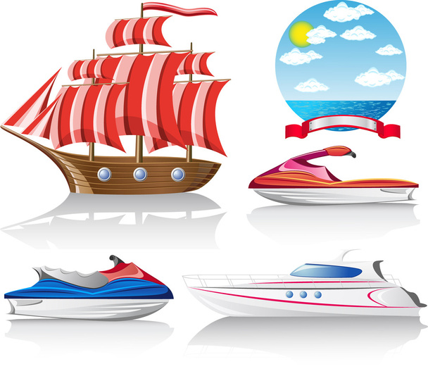 Set of icons marine transport - Vetor, Imagem