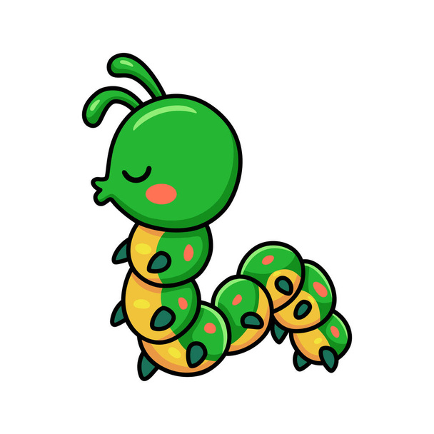 Wektor Ilustracja Cute little caterpillar kreskówki całowanie - Wektor, obraz