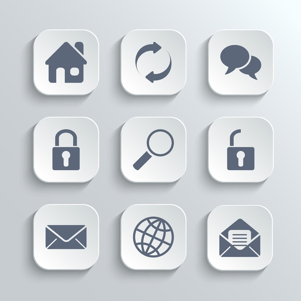 Web icons set - vector white app buttons - Vecteur, image