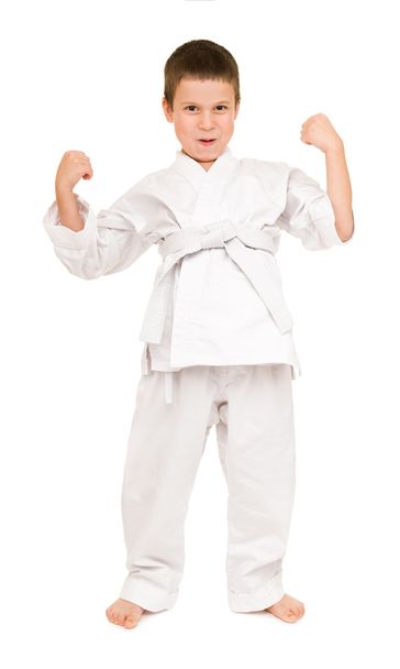 αγόρι στο λευκό κιμονό - Φωτογραφία, εικόνα