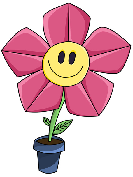 Рожева мультяшна квітка посмішка
 - Фото, зображення
