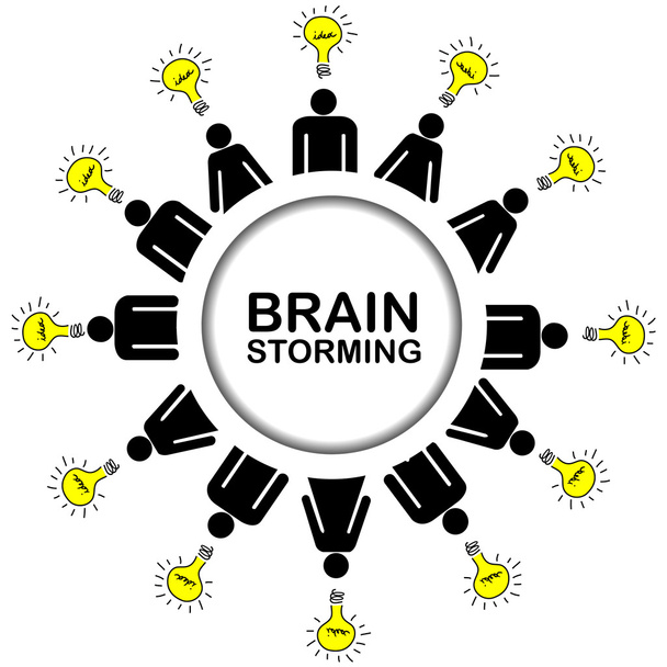 Brainstorming concept with people having ideas - Vector, Image