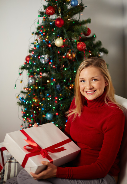 mujer feliz con regalo
 - Foto, Imagen