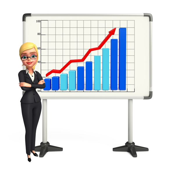 Young Business Woman with business graph - Fotó, kép