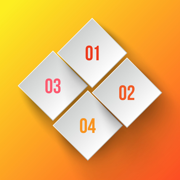 White applique numbers on orange background - Vetor, Imagem