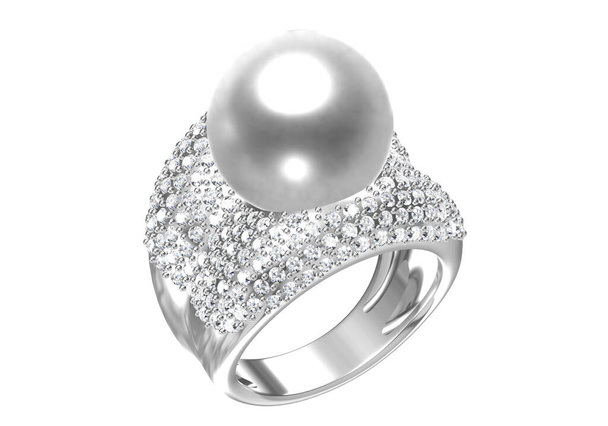 Wedding ring with diamond. Sign of love. Fashion jewelry .3D rendering - Fotó, kép