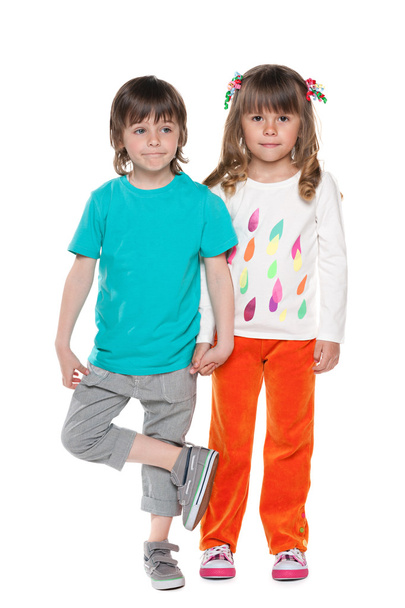 Portrait of two fashion children - Foto, imagen
