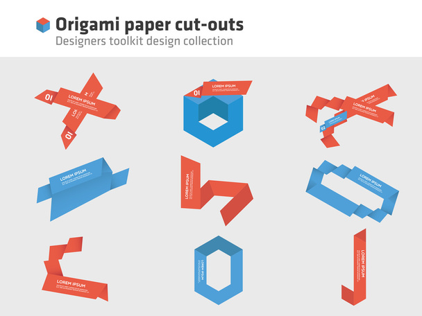 Origami - papír cut-out - Vektor, kép