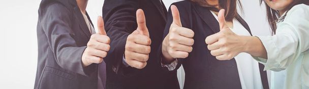 Successful business people with thumbs up, business team - Photo, Image