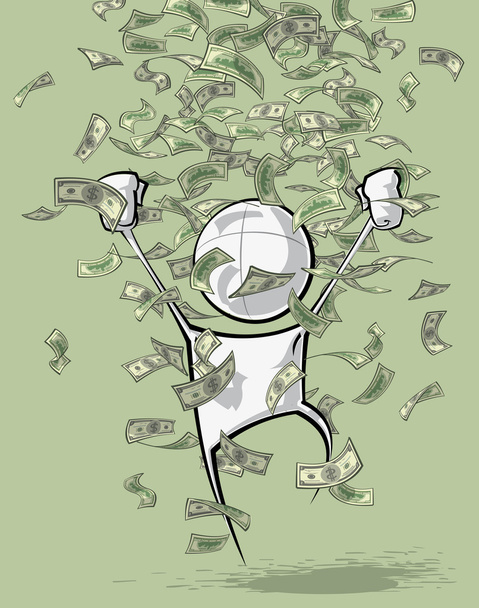 Eenvoudige mensen - geld regen - Vector, afbeelding