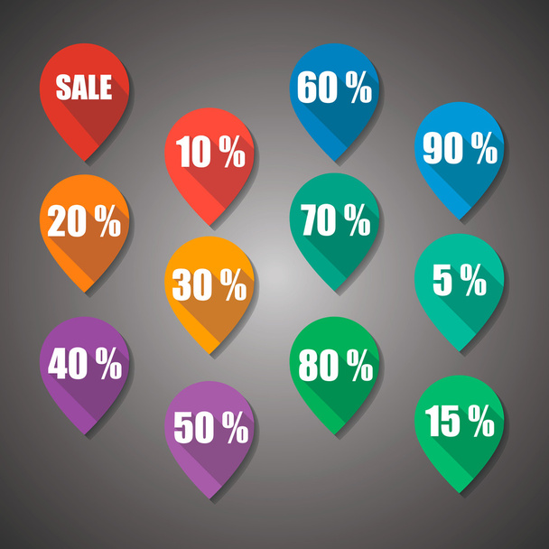Sale and Numbers Flat Design Tag - Vector, Image
