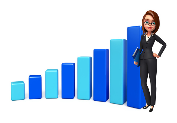 Young Business Woman with business graph - Foto, Imagem